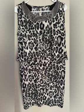 COLLECTION DRESS BARN Black & Tan Leopard Print Dress